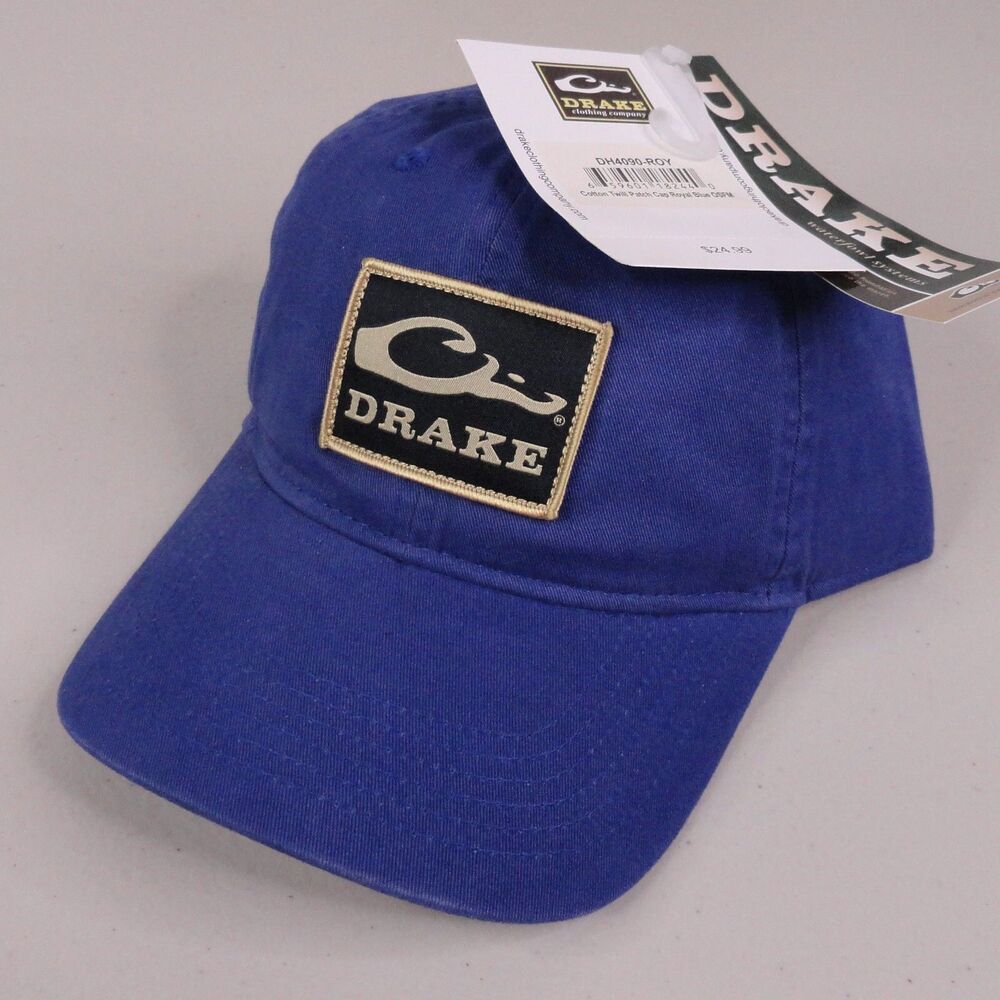 Drake Waterfowl Hat Cap Blue Cotton Twill Strapback Patch Logo Outdoor Mens‎ NWT